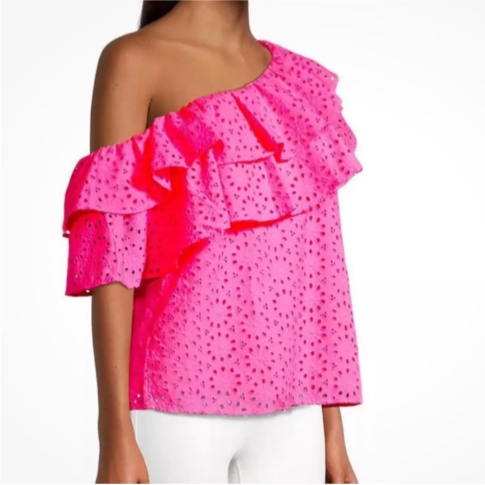 Lilly Pulitzer Tricia Top in Razberry off the shoulder